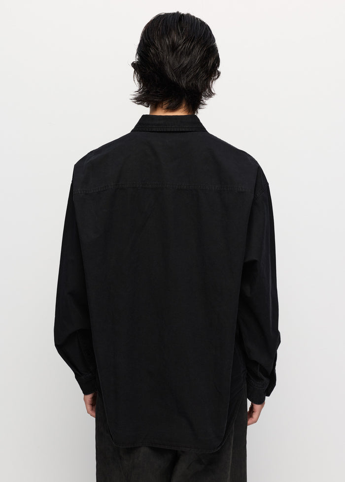 BLACK WASHED LONG-SLEEVE SHIRT