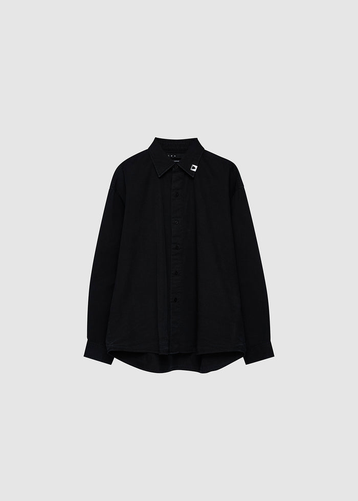 BLACK WASHED LONG-SLEEVE SHIRT