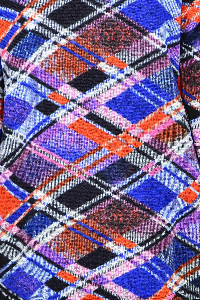 Blue and red geometric winter tunic top by Wishstone featuring a stylish, patterned design and comfortable fit.