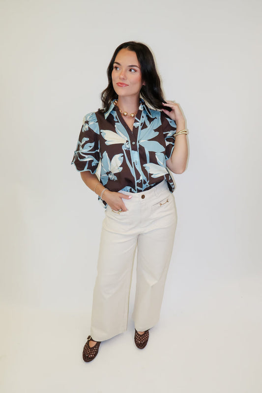 Bluebell Charm Floral Scallop Trim Top - The Pink Tulip Clothing