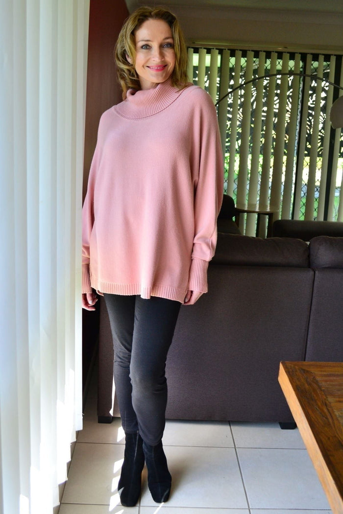 Blush pink Whishstone tunic jumper with cozy, relaxed fit and soft fabric, perfect for casual or layered outfits.