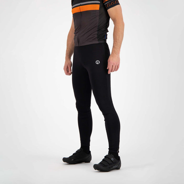 Rogelli Breno lange fietsbroek heren zwart gedragen zijkant met rits dicht.