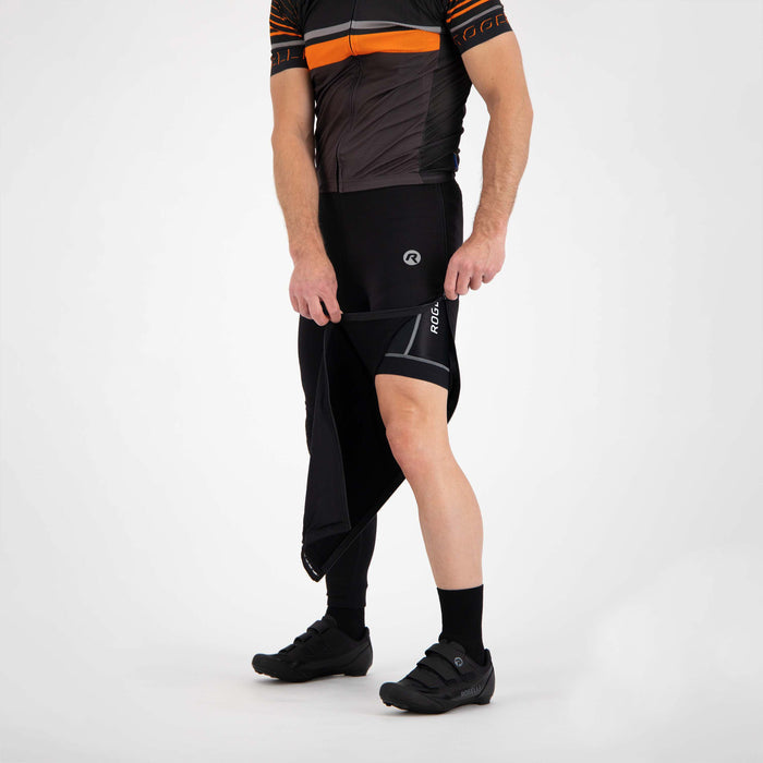 Rogelli Breno lange fietsbroek heren zwart gedragen zijkant met rits.