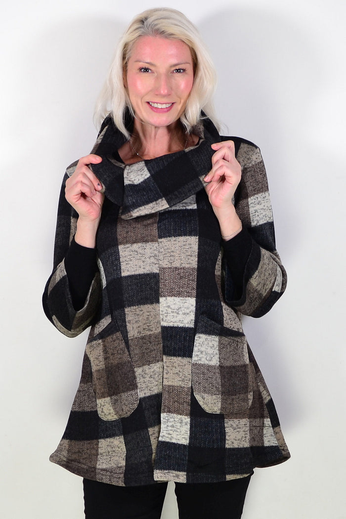 Brown Squares Winter Tunic Top