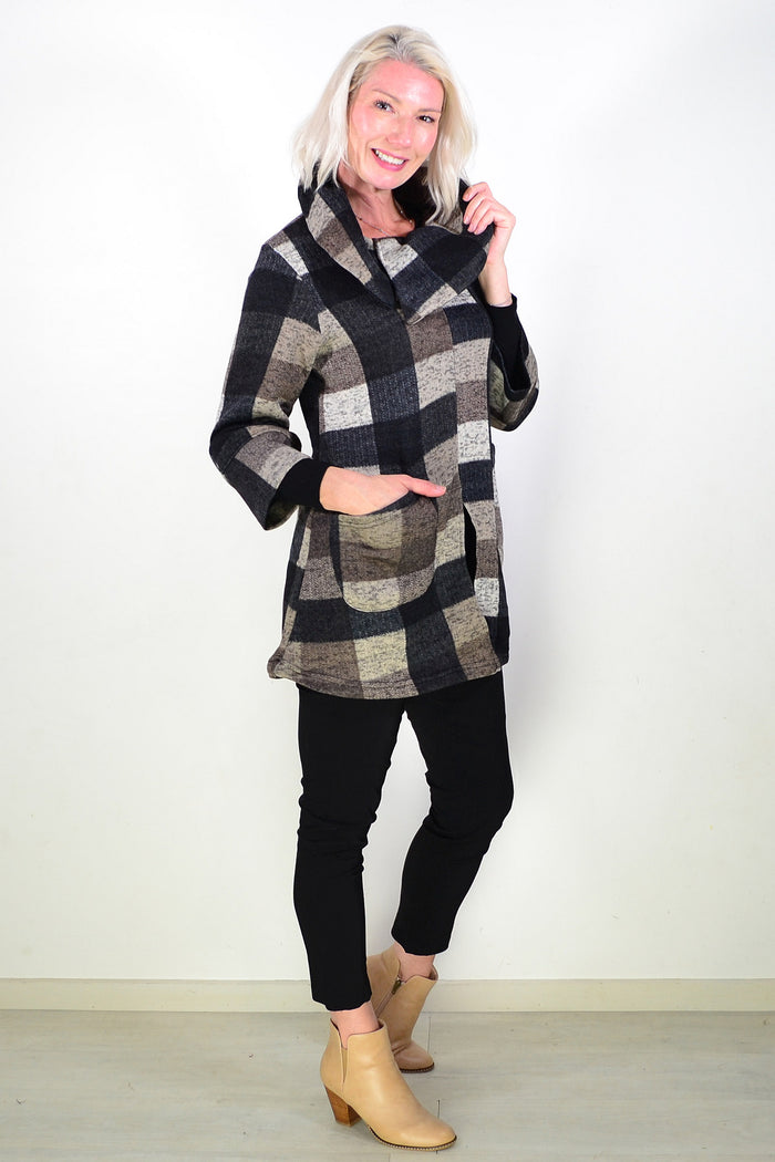 Brown Squares Winter Tunic Top