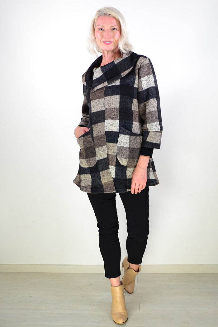 Brown Squares Winter Tunic Top