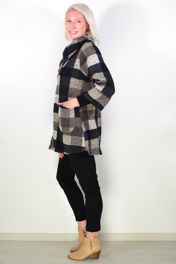 Brown Squares Winter Tunic Top