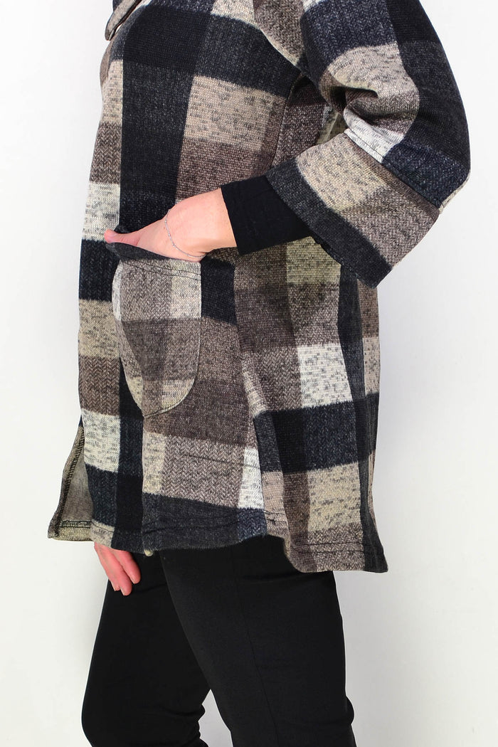 Brown Squares Winter Tunic Top