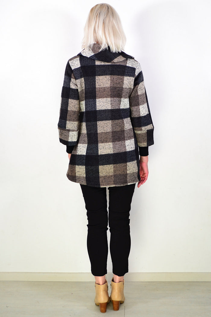 Brown Squares Winter Tunic Top