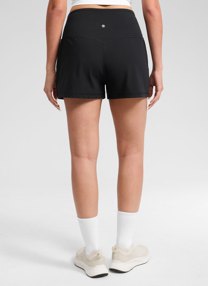 CRZ YOGA Women Butterlift High Waisted Shorts with Pockets Linerless Black