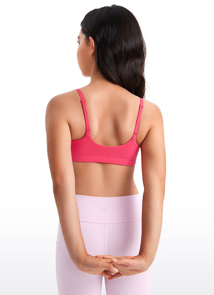 CRZ YOGA Girls Butterluxe Adjustable Spaghetti Strap Scoop Neck Bra Lip Gloss Pink
