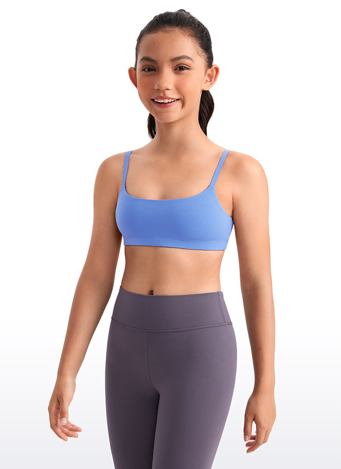 CRZ YOGA Girls Butterluxe Adjustable Spaghetti Strap Scoop Neck Bra Wild Indigo