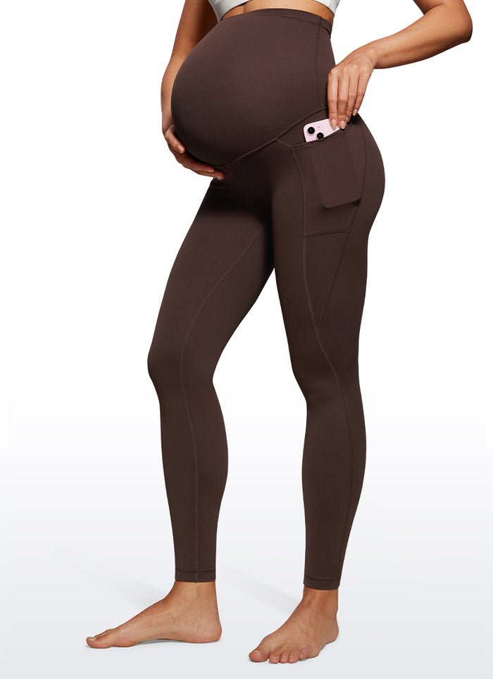 CRZ YOGA Womens Butterluxe Maternity Leggings with Pockets 28" Hot Fudge Brown