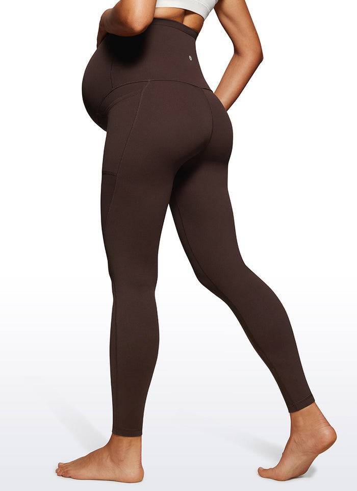 CRZ YOGA Womens Butterluxe Maternity Leggings with Pockets 28" Hot Fudge Brown