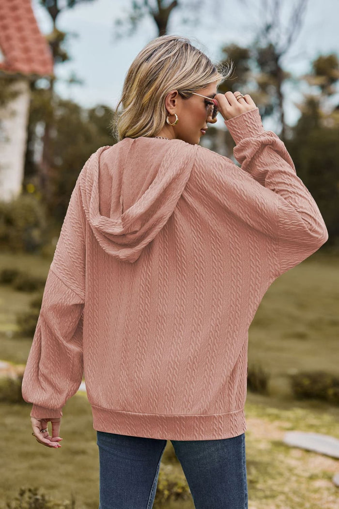 Cable Knit Long Sleeve Hooded Jacket - 8 colors