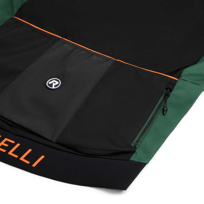 Detail van Rogelli Cadence fietsjack heren groen achterkant.