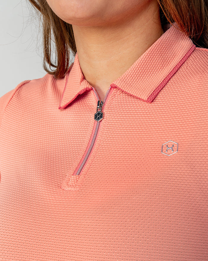 Calypso Short Sleeve Polo - Flamingo Peach