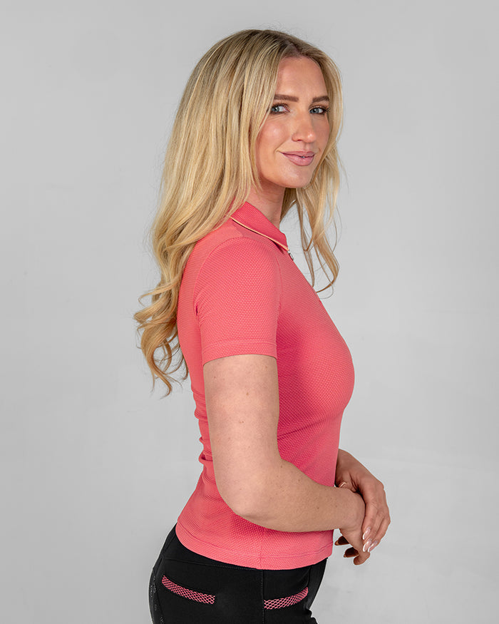 Calypso Short Sleeve Polo - Hot Coral