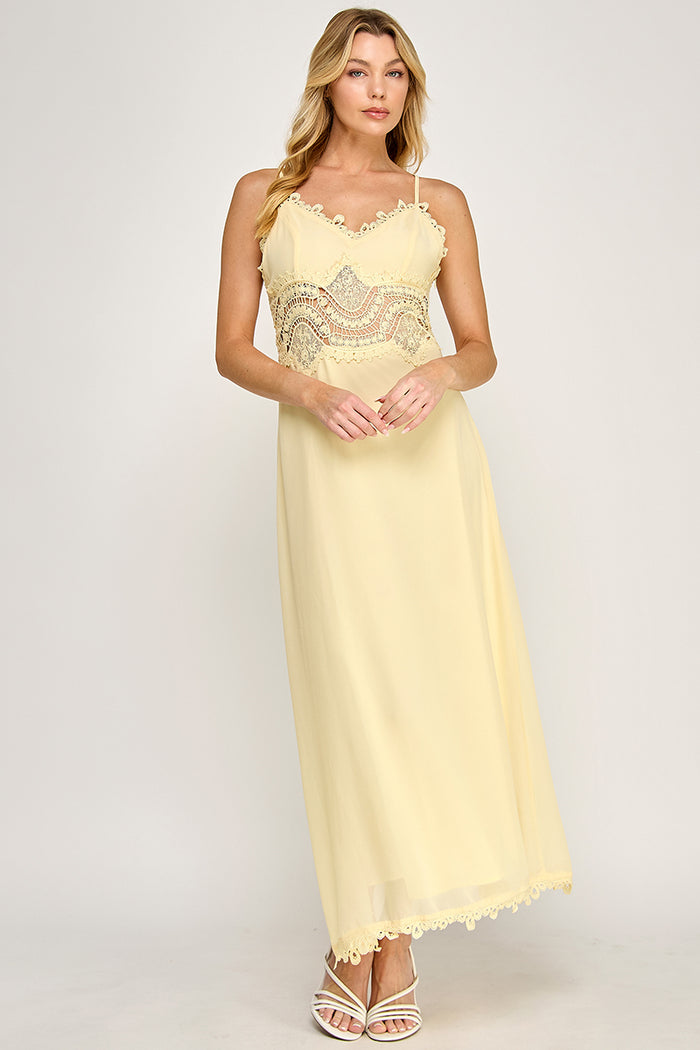 Cami Scallop Lace Waist Detail Maxi Dress