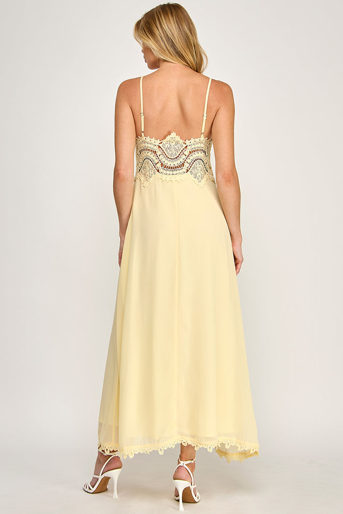 Cami Scallop Lace Waist Detail Maxi Dress