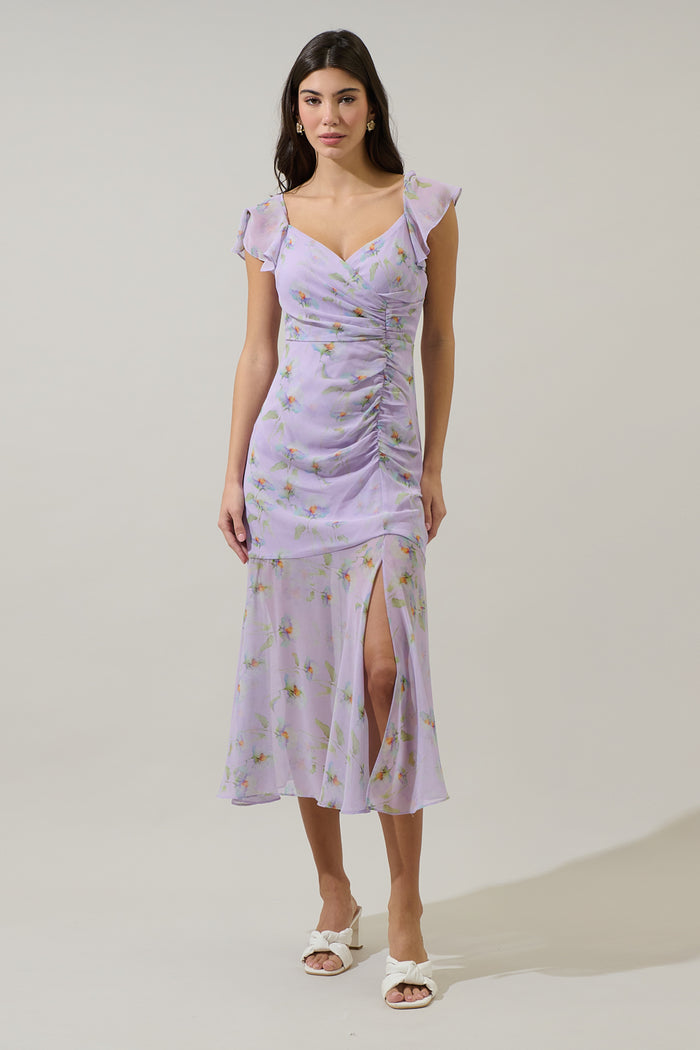 Carter Floral Nadia Ruched Midi Dress