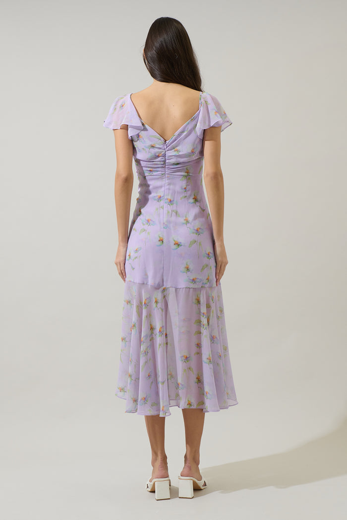 Carter Floral Nadia Ruched Midi Dress