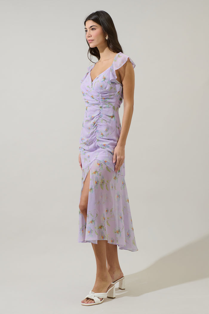Carter Floral Nadia Ruched Midi Dress