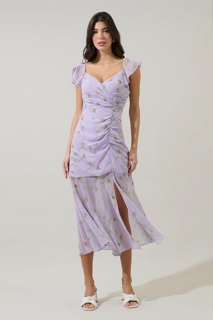 Carter Floral Nadia Ruched Midi Dress