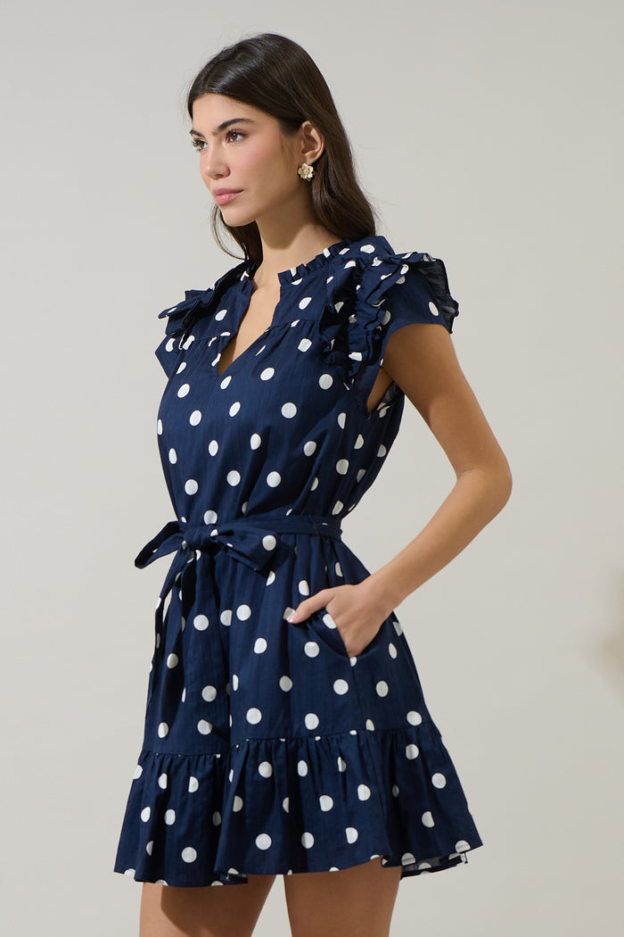 Caryn Polka Dot Ivona Ruffle Mini Dress