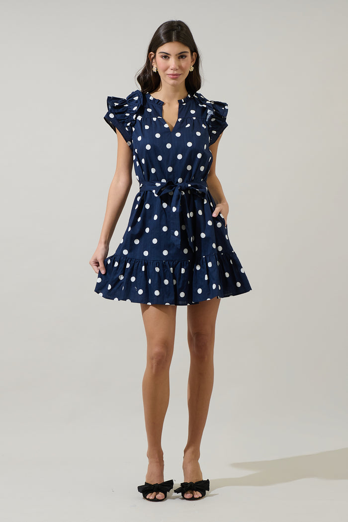 Caryn Polka Dot Ivona Ruffle Mini Dress