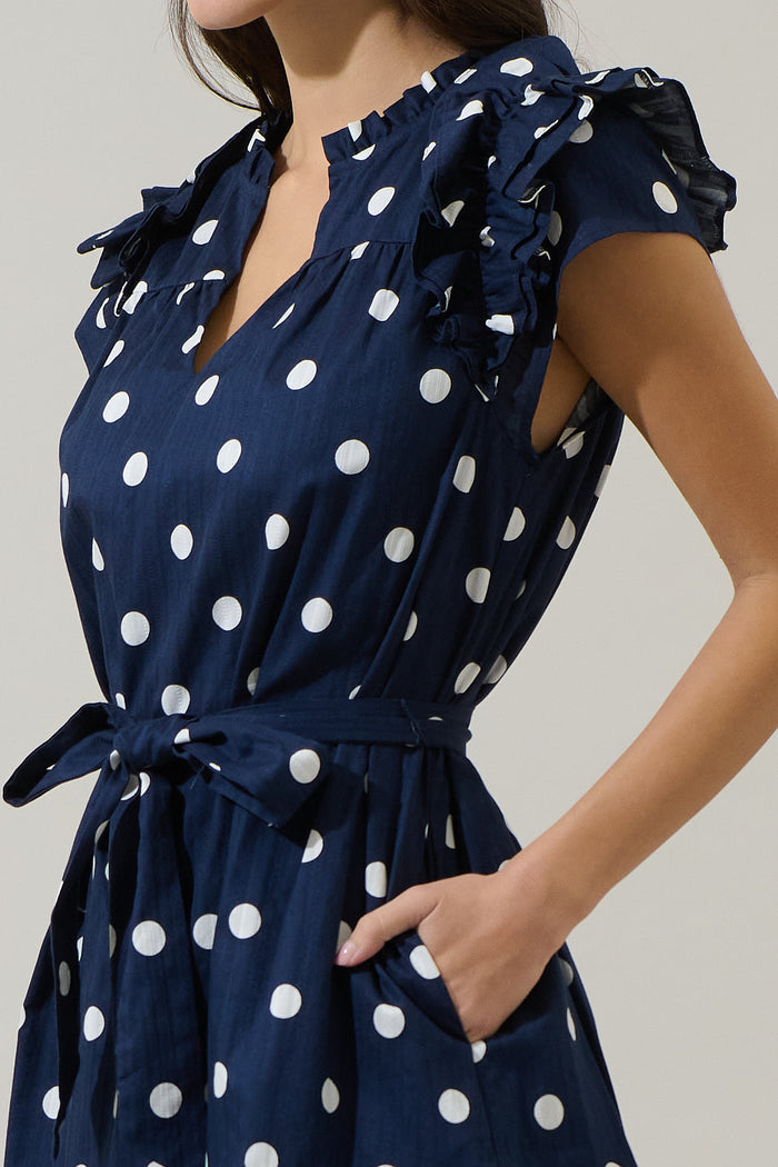 Caryn Polka Dot Ivona Ruffle Mini Dress