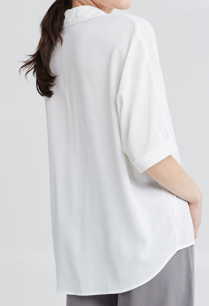 Casual Folded Cuff Sleeve Blouse