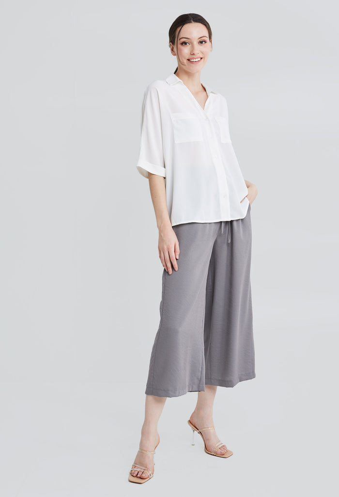 Casual Folded Cuff Sleeve Blouse