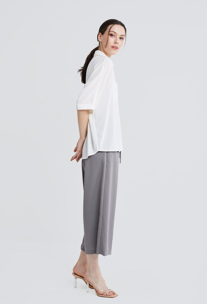 Casual Folded Cuff Sleeve Blouse