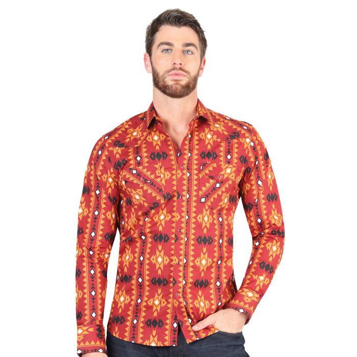 El General Men’s Multicolor Aztec Print Western Shirt – Front View
