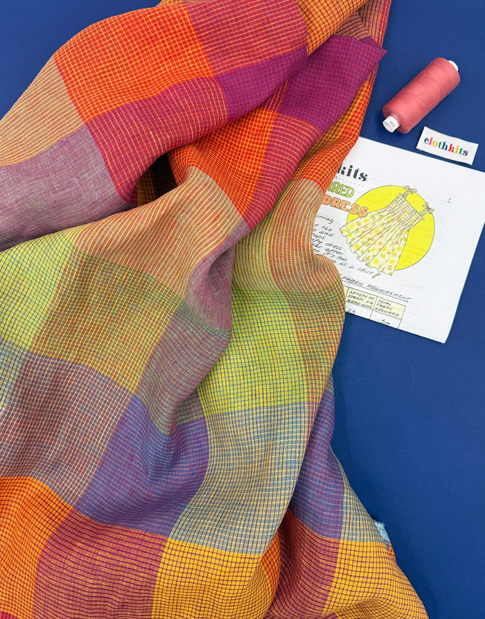 Cefalù Rainbow Linen Check Shirred Ladies Sundress Kit, Clothkits®