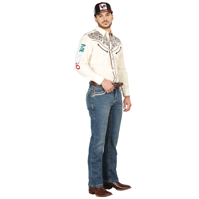 Centenario Men’s Bootcut Western Jeans in Classic Blue Wash – Cowboy Style Denim
