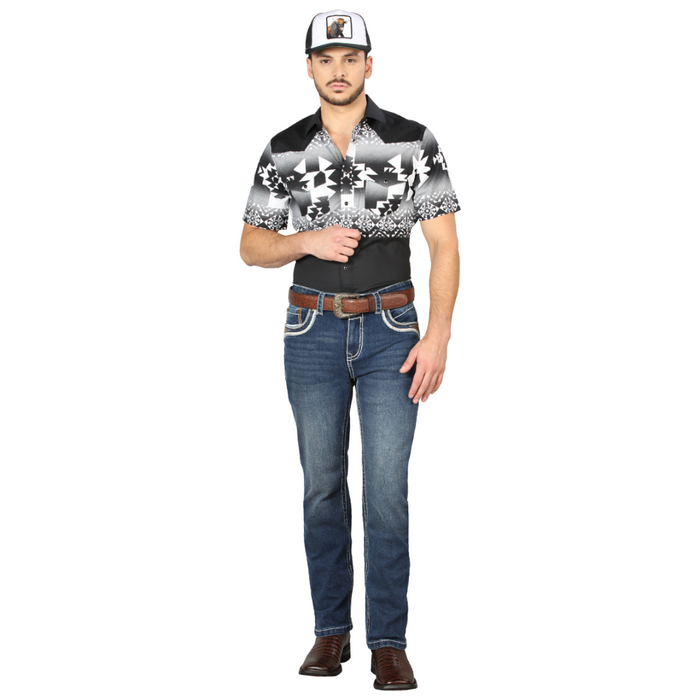 Centenario Men’s Modern Bootcut Western Jeans in Medium Wash Denim