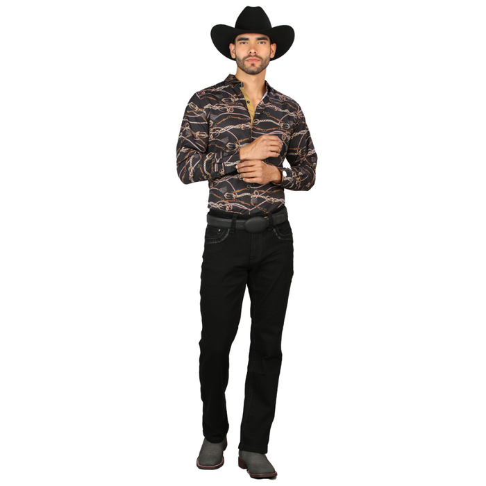 Centenario men’s black boot cut fit Western denim jeans