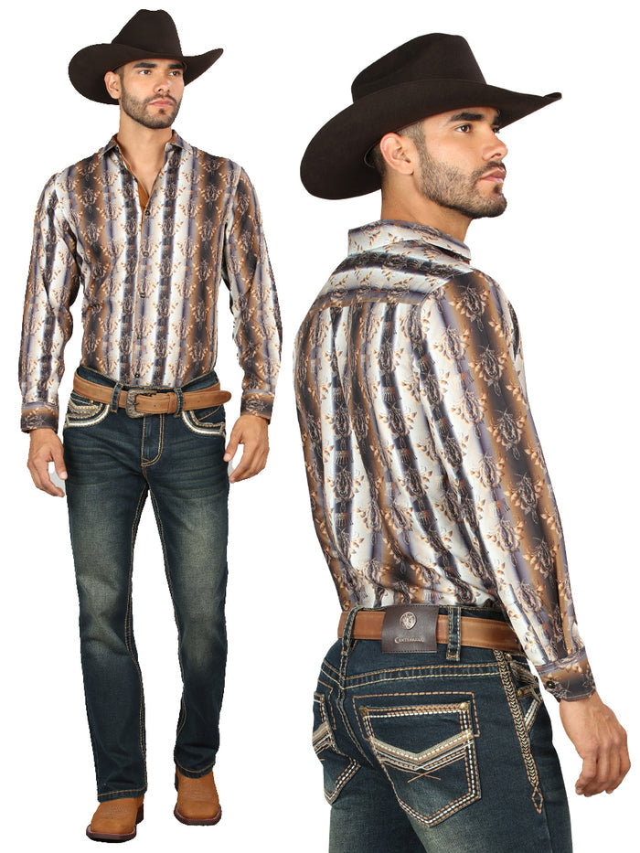 Centenario Men's Tinted Green Denim with Embroidered Details