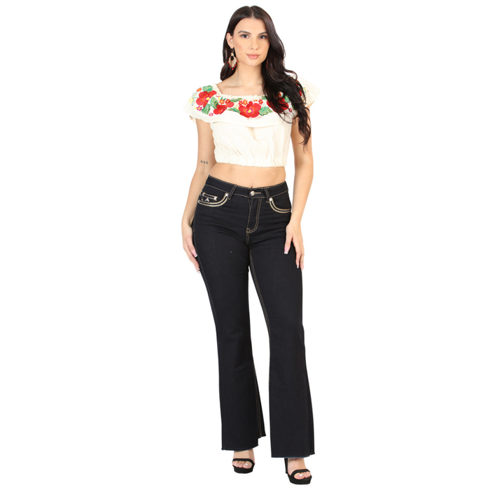Centenario Women's Medium Blue Bootcut Denim Jeans