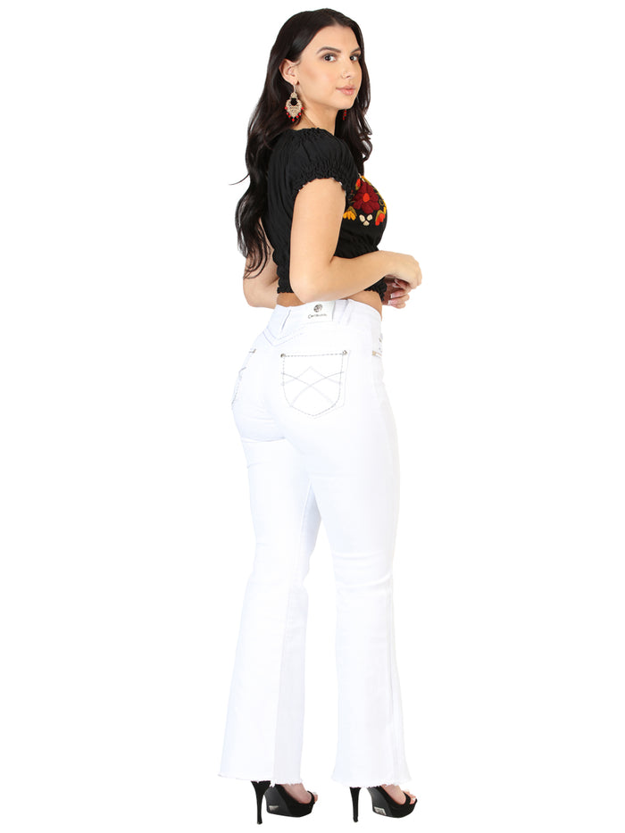 Centenario Women's White Bootcut Denim Jeans