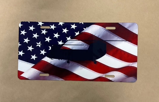 CH-47 Chinook License Plate with Flag (color)