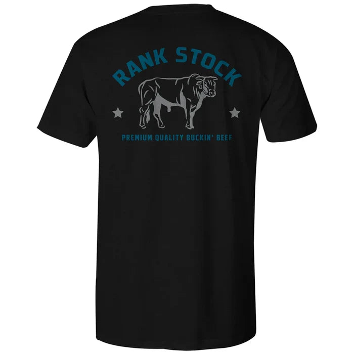 "Charbray" Men's Black w/ Grey/Blue Rank Stock Logo T-Shirt