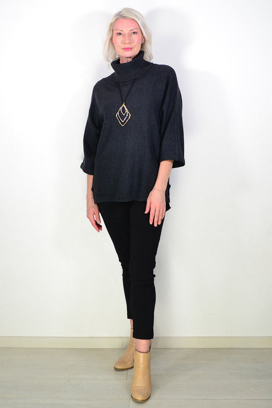 Charcoal Grey Snuggle up Tunic Jumper