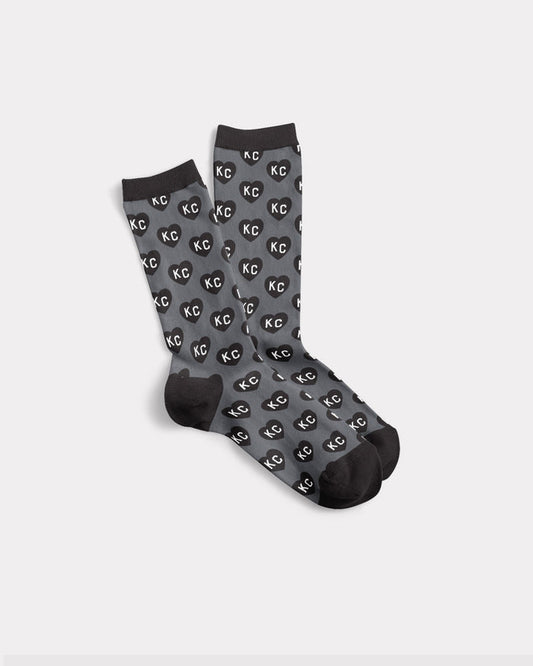Charlie Hustle Unisex Black & Grey KC Heart Sock