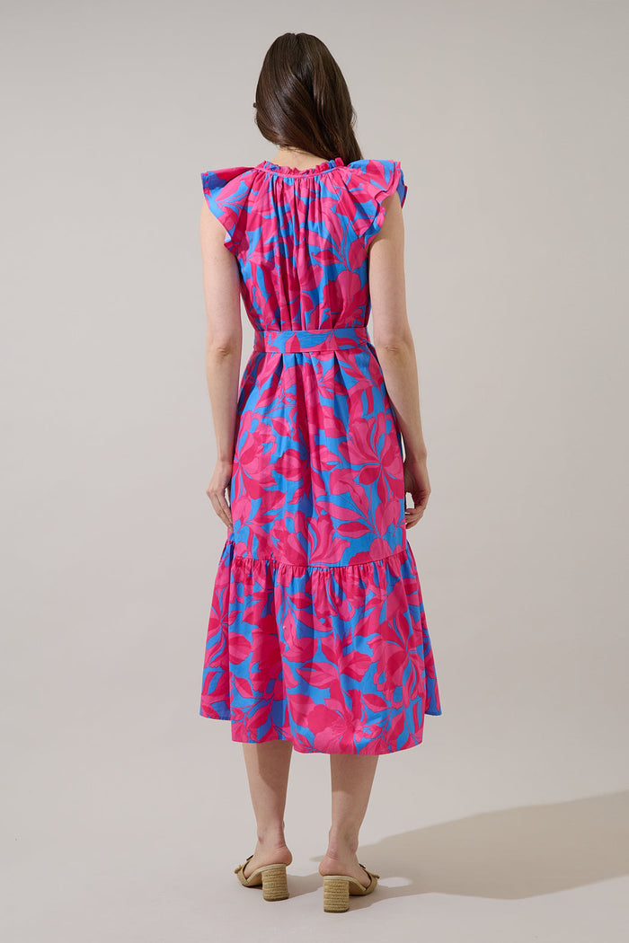 Charlotte Button Midi Dress Meira Floral
