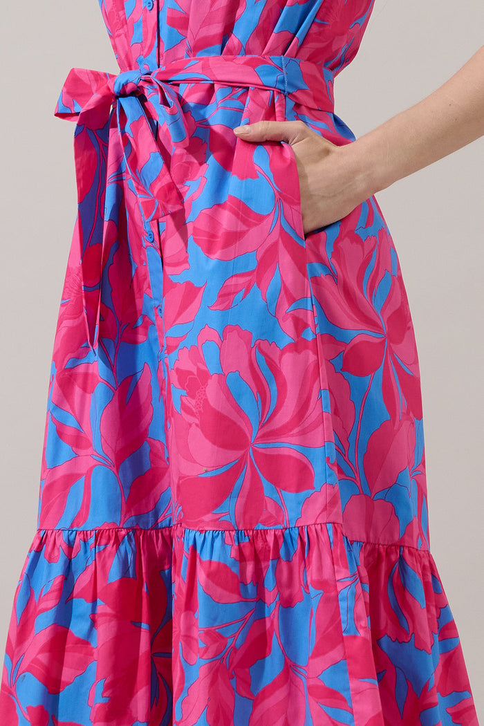 Charlotte Button Midi Dress Meira Floral