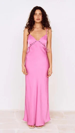 Chiara Lacing Detail Maxi Dress - Fuchsia