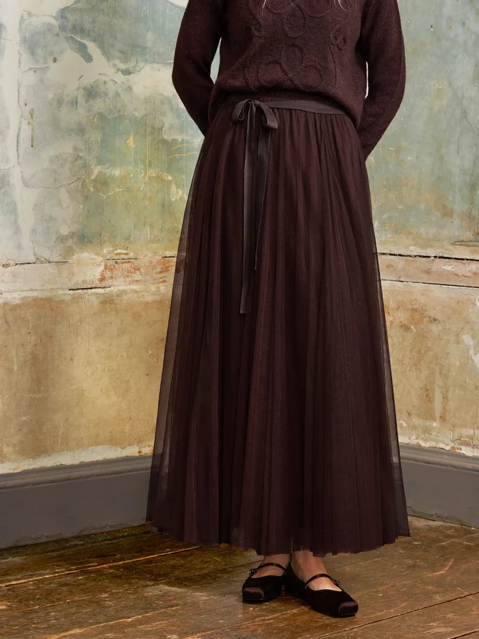 Chocolate Tulle Maxi Skirt